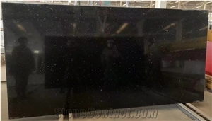 Quartz Stone Crystal Black Polished Slabs