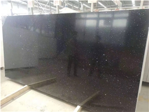 Quartz Stone Crystal Black Polished Slabs