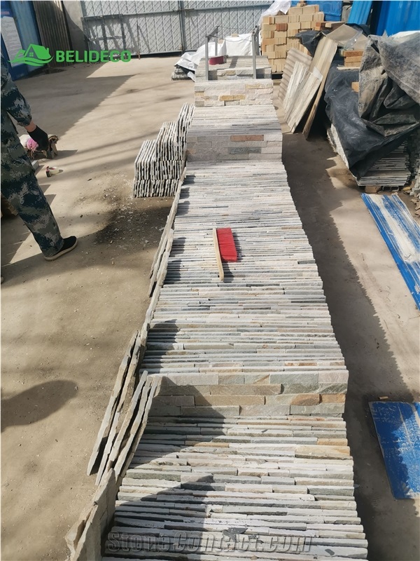China Beige Quartz 6X24 Splitface Ledger Stone With Corners