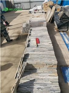 China Beige Quartz 6X24 Splitface Ledger Stone With Corners