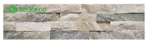 China Beige Quartz 6X24 Splitface Ledger Stone With Corners