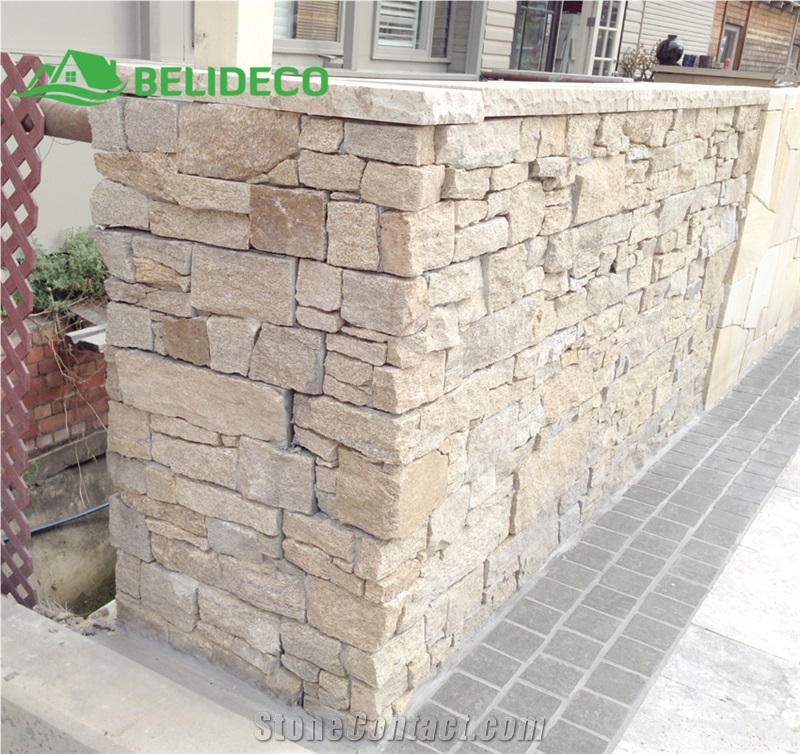 China Yellow Granite Z Shaped Stone Mix Rusty Slate Stone