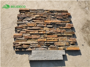 Multicolor Dark Slate Wall Panels Cladding Stone Corner Tile