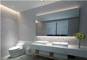 Golden 1'' Hexagon Tumbled Marble Mosaic Tile