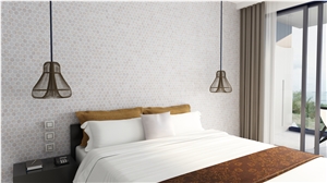 Golden 1'' Hexagon Tumbled Marble Mosaic Tile