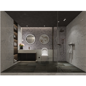 Mugla Silver And Mugla White 1'' Hexagon Honed Marble Mosaic Tile