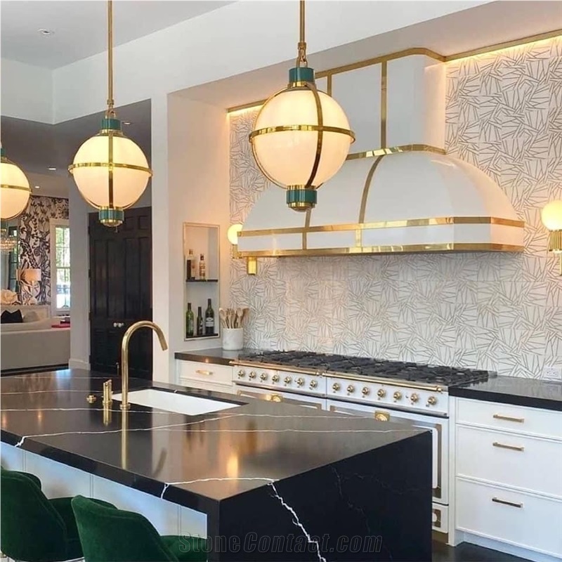 Black Marquina Quartz Stone Slabs,Quartz Slabs
