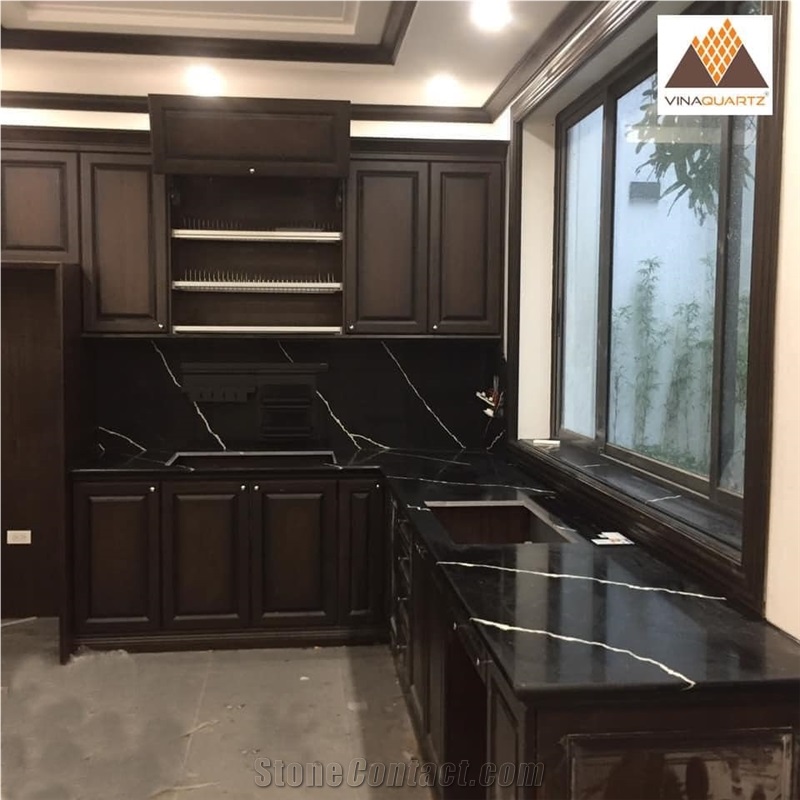 Black Marquina Quartz Stone Slabs,Quartz Slabs