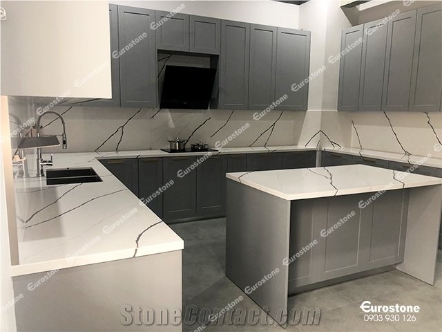 Calacatta Aurora Quartz Kitchen Countertop EWH9402
