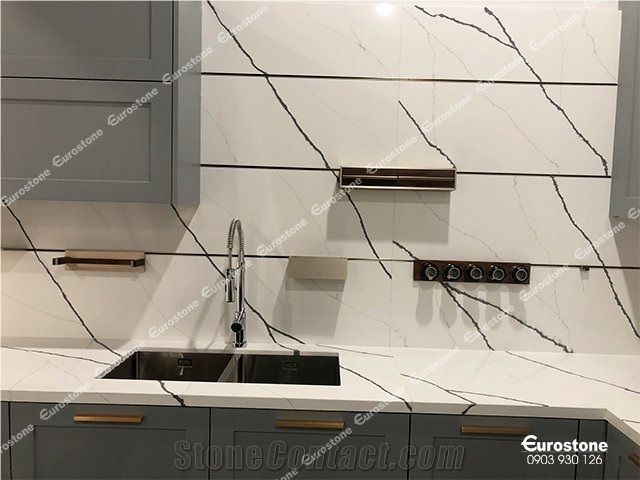 Calacatta Aurora Quartz Kitchen Countertop EWH9402
