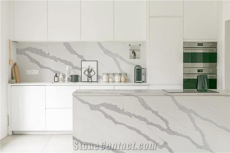 Calacatta Borghini Quartz Kitchen Countertop EWH9501