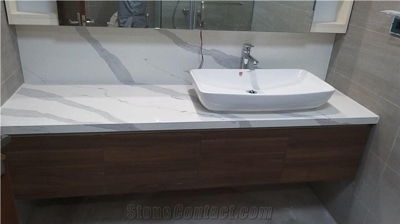 Calacatta Borghini Quartz Kitchen Countertop EWH9501