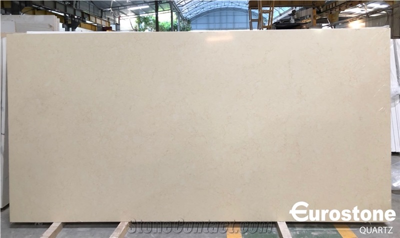 Cream Marfil Quartz Stone For Kitchen Countertop
