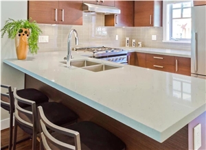 Cream Marfil Quartz Stone For Kitchen Countertop