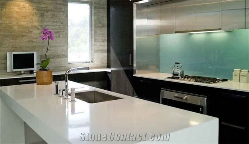 Statuario Classic EWH9503 Quartz Stone Kitchen Countertop