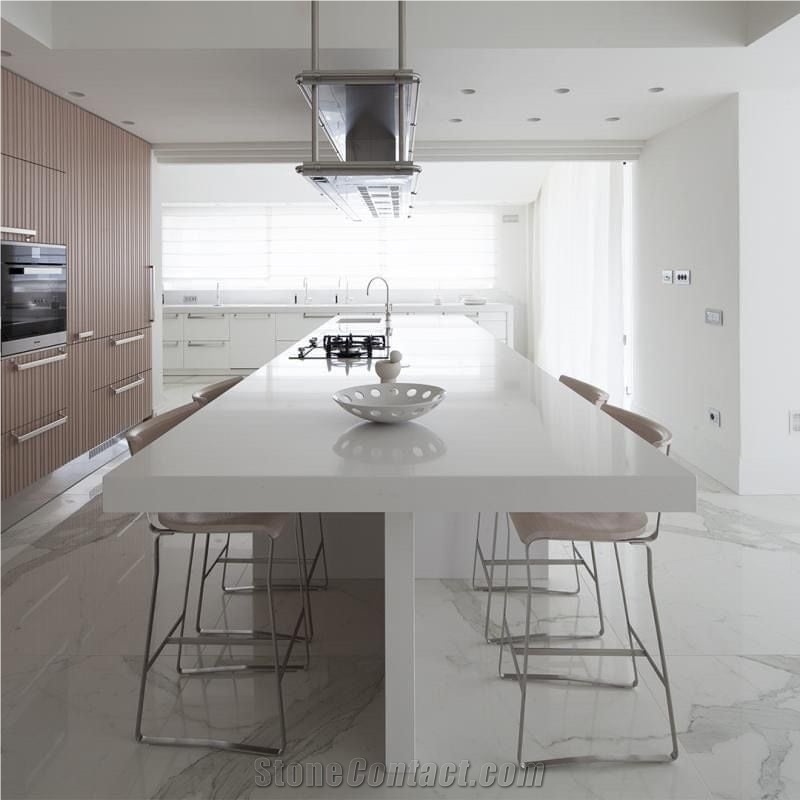 Statuario Classic EWH9503 Quartz Stone Kitchen Countertop