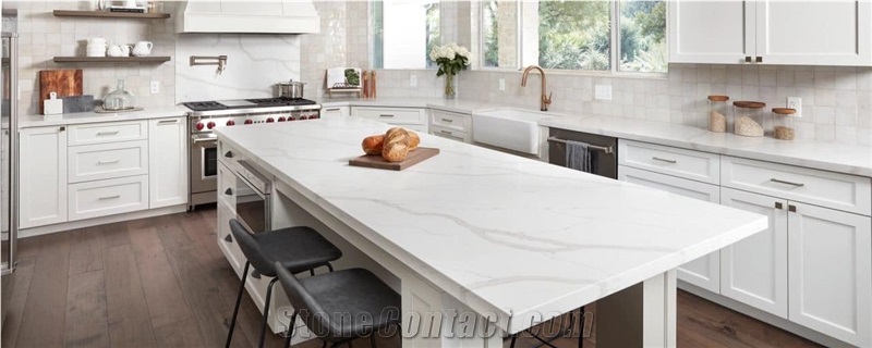 Statuario Classic EWH9503 Quartz Stone Kitchen Countertop