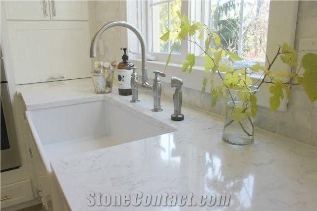 Super White Quartz Kitchen Countertop