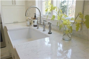 Super White Quartz Kitchen Countertop