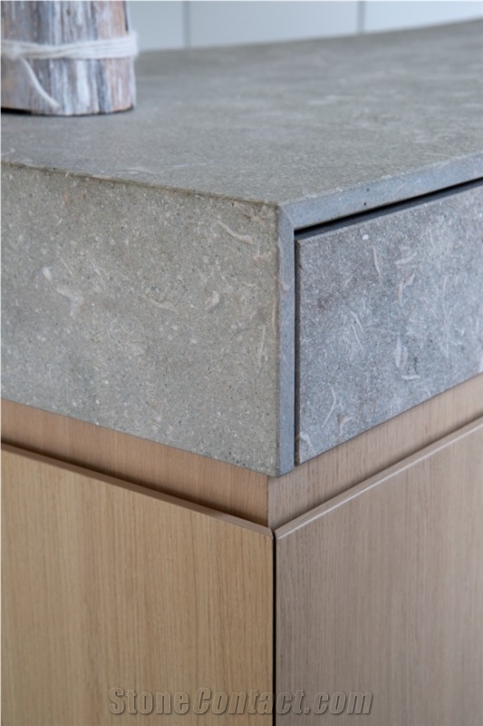 Mediterranean Green Limestone Kitchen Countertop