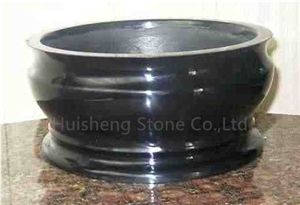Black Granite Flower Pot, Black Granite