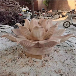 Beautiful Pink Lotus Flower Marble Carving Fountain