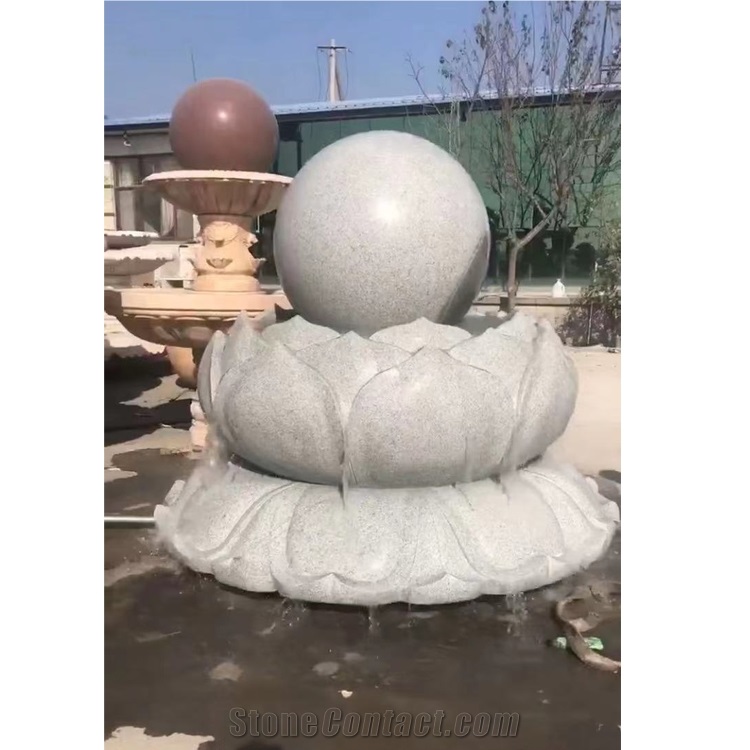 Beautiful Pink Lotus Flower Marble Carving Fountain