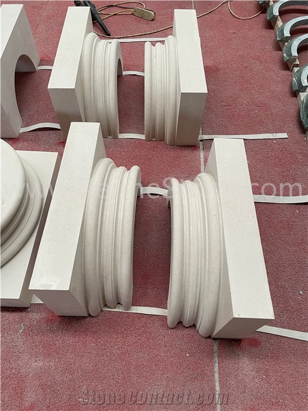 Beige Limestone Stone Pillar And Column Capital Designs