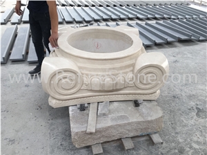Beige Limestone Stone Pillar And Column Capital Designs