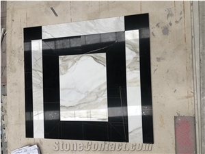 Calacatta Borghini & Noir St Laurent Gold Marble Waterjet