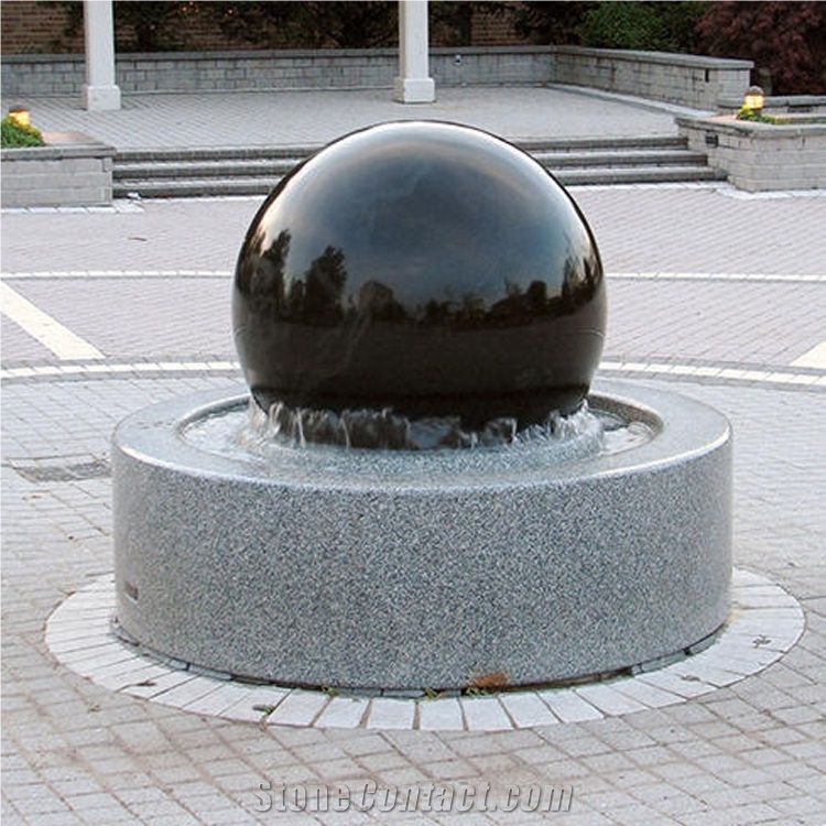China Pure Black Granite Floating Rolling Sphere Fountains