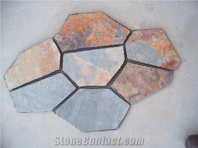 Chinese Multi Color Slate Irregular Flagstones Walkway