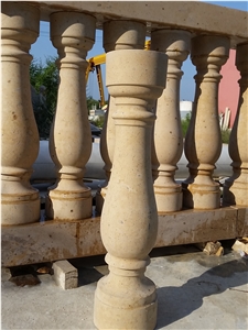 Curved Handcraft Natural Yellow Limestone Pillars & Columns
