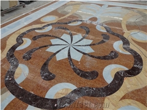 Custom Luxury Inlay Marble Stone Floor Waterjet Medallion