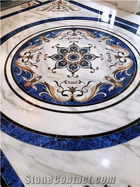 Flowers Design Multi Color Marble Water Jet Medallions