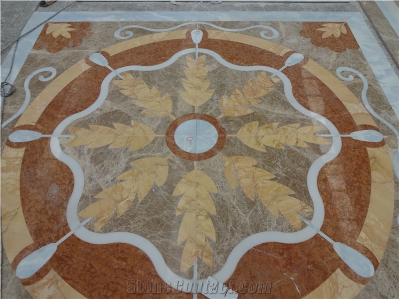 Flowers Design Multi Color Marble Water Jet Medallions