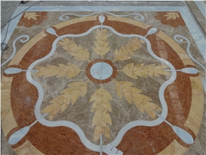 Flowers Design Multi Color Marble Water Jet Medallions