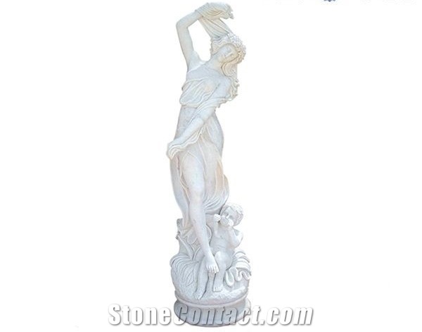 Garden Moon Goddess Marble Statue, Outdoor Girl Lady