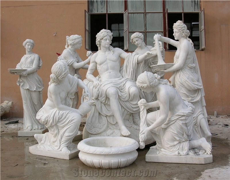 Hand Carved  White Marble Human Sculpture Statue