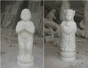 Hand Carved  White Marble Human Sculpture Statue