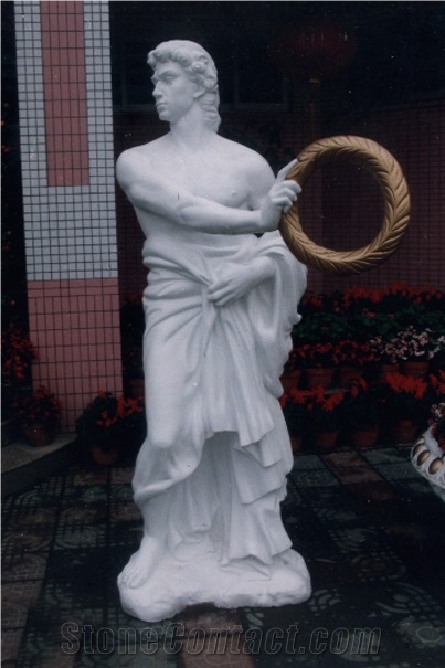 Hand Carved  White Marble Human Sculpture Statue