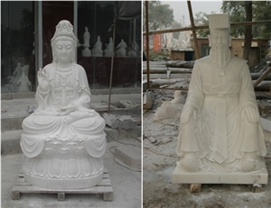 Hand Carved  White Marble Human Sculpture Statue