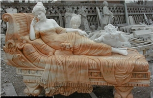 Hand Carved  White Marble Human Sculpture Statue
