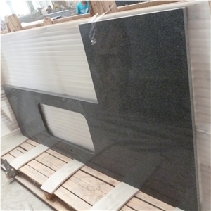 Impala Black Dark Granite Countertops With Backsplash