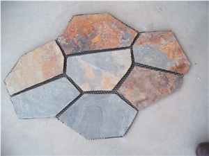 Irregular Shaped Rusty Slate Flagstone Flooring Paving Stone