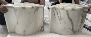 Luxury Home Shower Stool Calacatta Oro Marble Bench Seat Luxury Home Shower Stool Calacatta Oro Marble Bench Seat