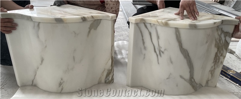 Luxury Home Shower Stool Calacatta Oro Marble Bench Seat
