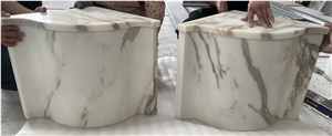 Luxury Home Shower Stool Calacatta Oro Marble Bench Seat