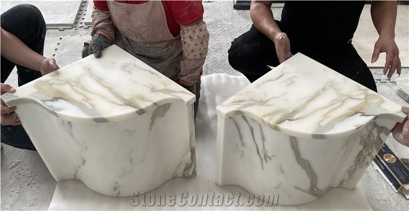 Luxury Home Shower Stool Calacatta Oro Marble Bench Seat