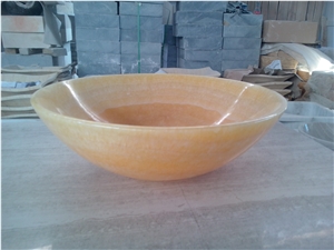 Orange Shell Onyx Polished Cheap Sinks & Bowls